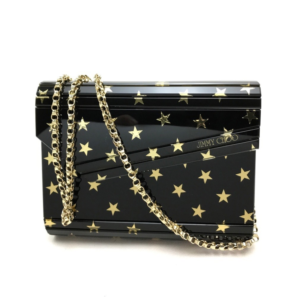 JIMMY CHOO Star Pattern Mini Bag Clutch Crossbody Chain Pouch Shoulder Plasti...